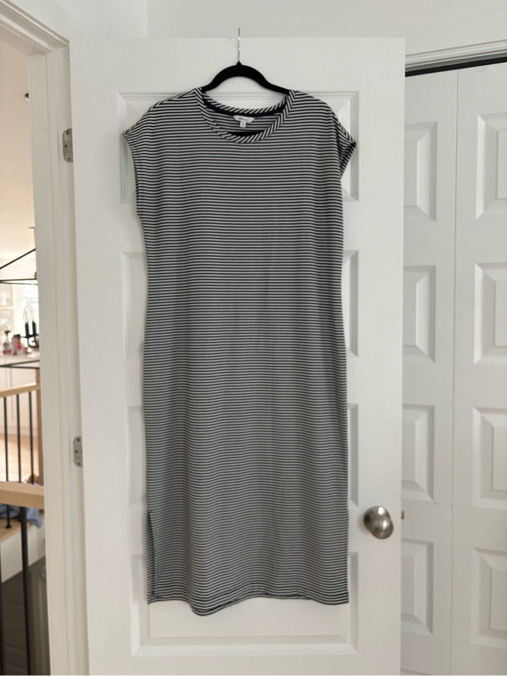 Reitmans Navy & White Striped Midi Tee Dress